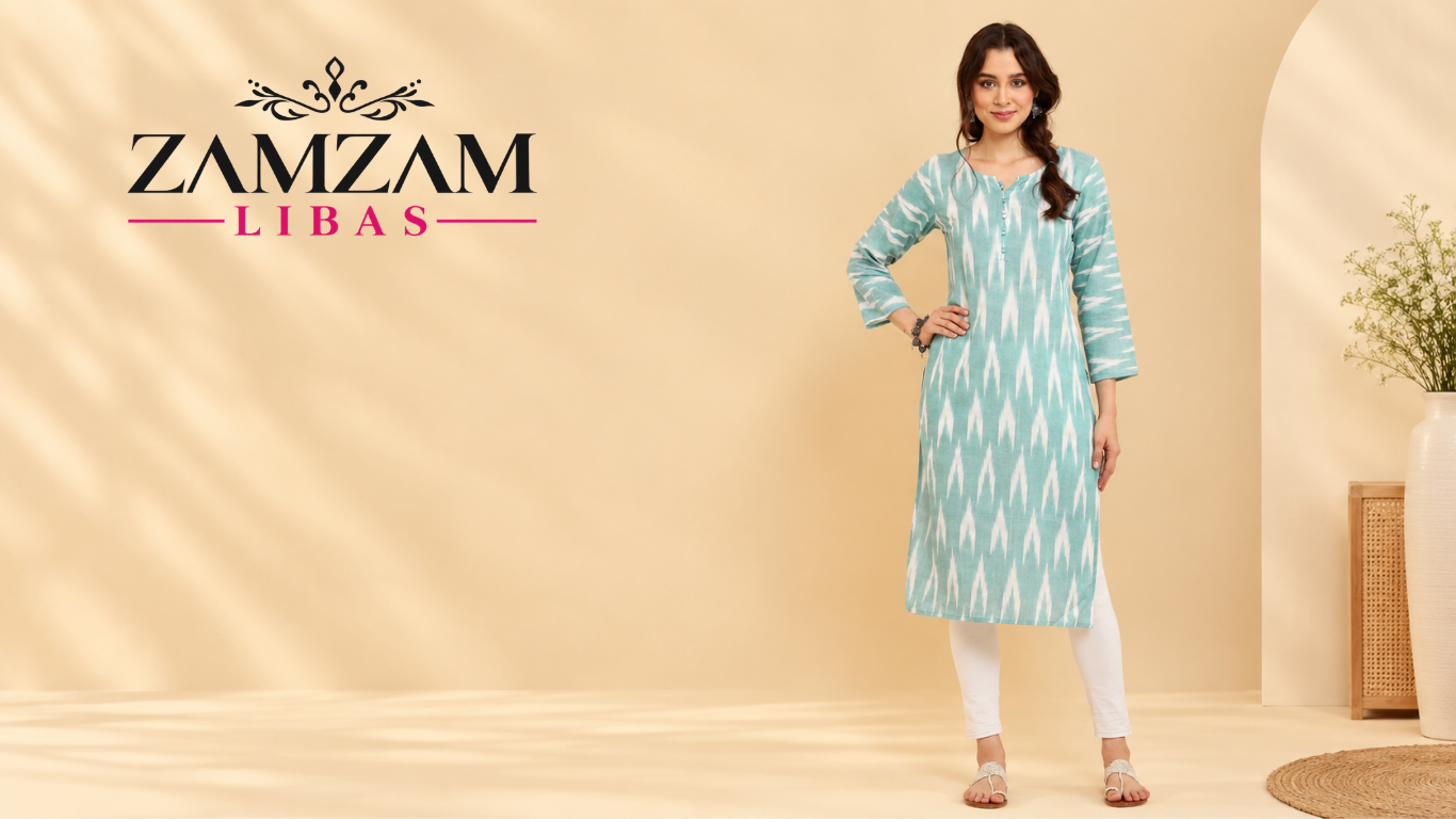 Aqua printed kurti from Zam Zam Libas